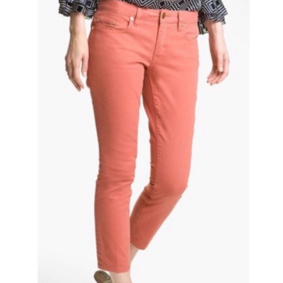 Tory Burch Alexa Cropped Skinny Jeans Coral - Picture 4 of 17